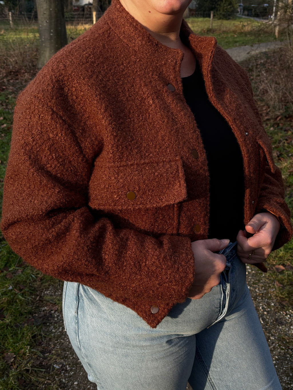 Teddy Bomber Jacket Brown